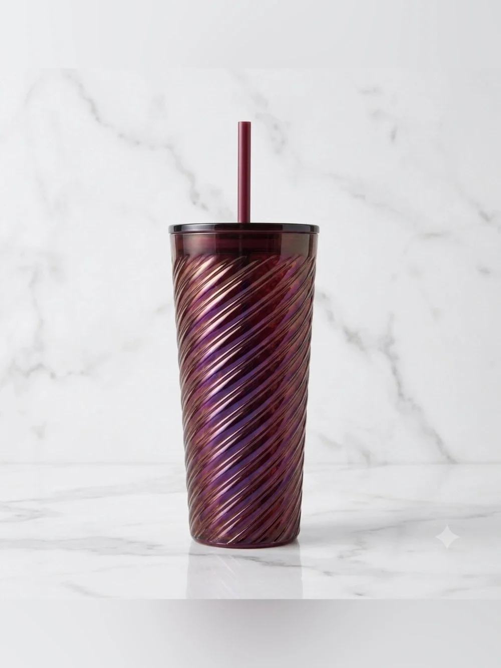 Starbucks 2023 Red Opalescent Twist Glass Tumbler 18oz Cold Cup New With Tags